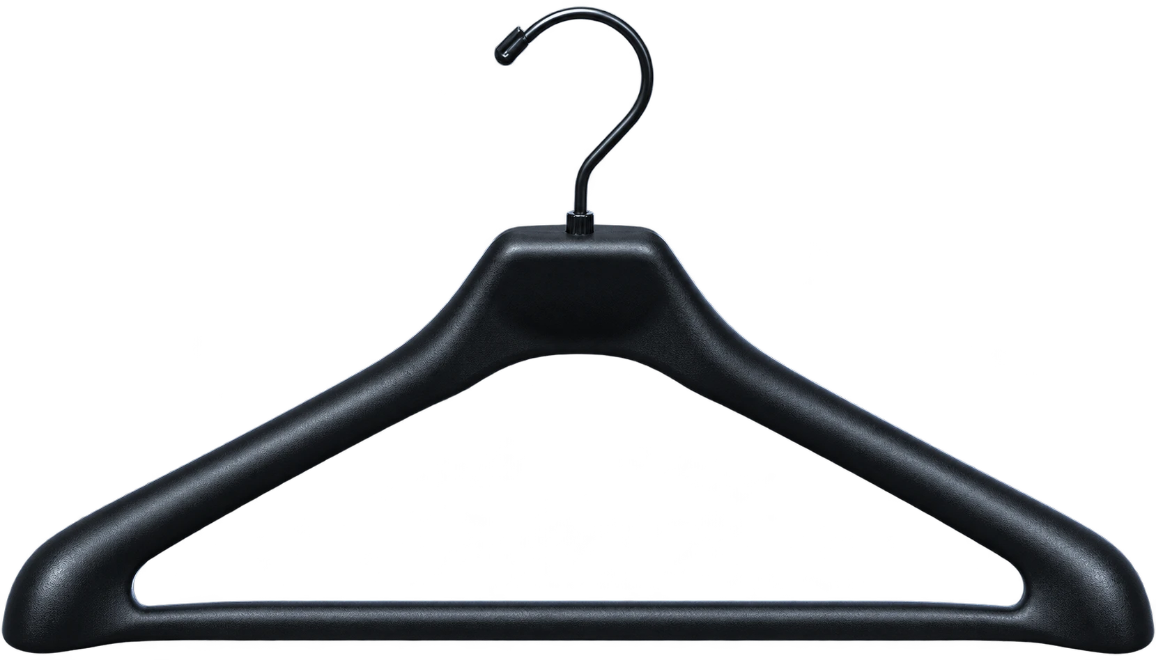 Illustration of a sturdy, thick-framed plastic hanger.